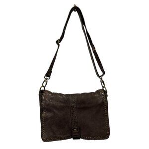 Vtg Y2k Civico 93 Womens Brown Crossbody Shoulder Leather Flap Bag Satchel